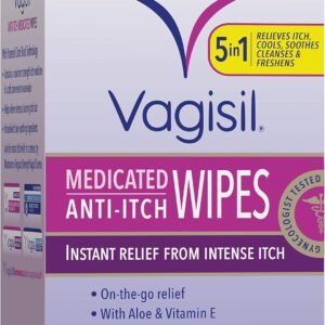 Vagisil Anti-Itch Medicated Feminine Intimate Wipes for Women, Maximum Strength, Gynecologist Tested, 12 Wipes (Pack of 1)