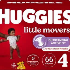 Huggies Little Movers Baby Diapers, Size 4 (22-37 lbs), 66 Ct, Packaging May Vary
