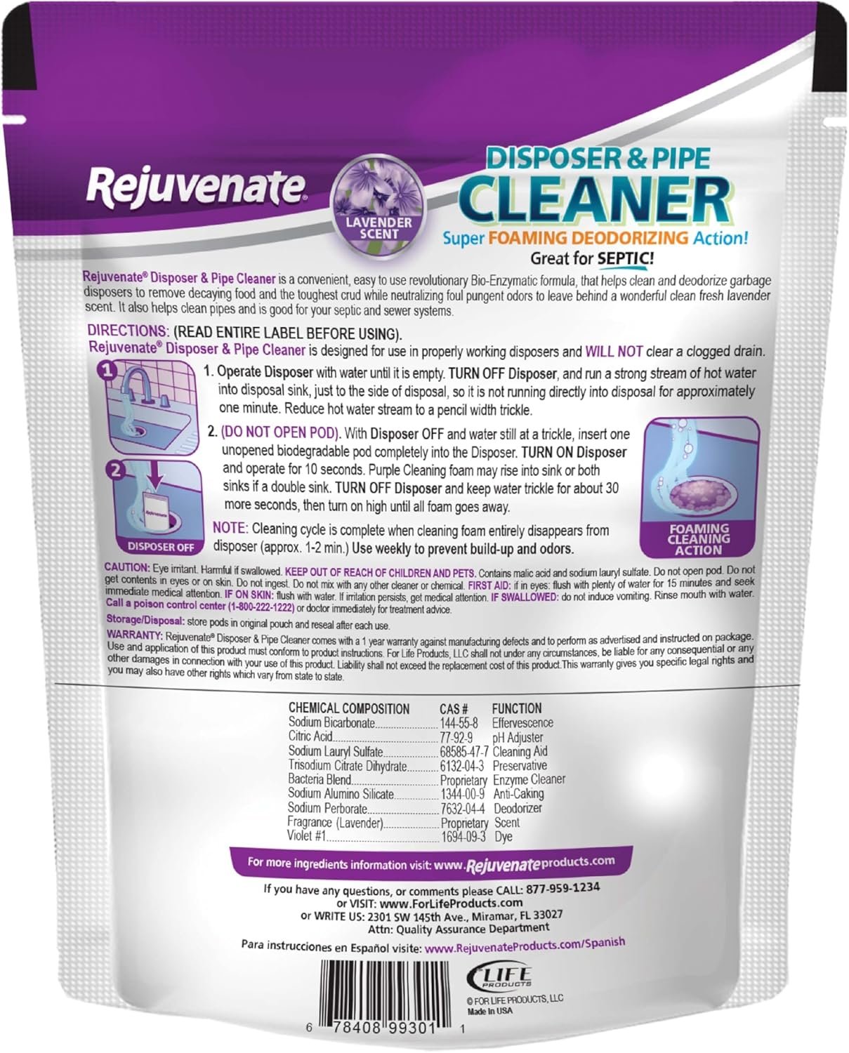 Rejuvenate Disposal Cleaner, 6 Pods, Lavender-Scented Disposal and Pipe Cleaner Pods with Bio-Enzymatic Formula Help Break Down Leftover Food Waste and Remove Odors for A Clean, Fresh Disposal - Image 11