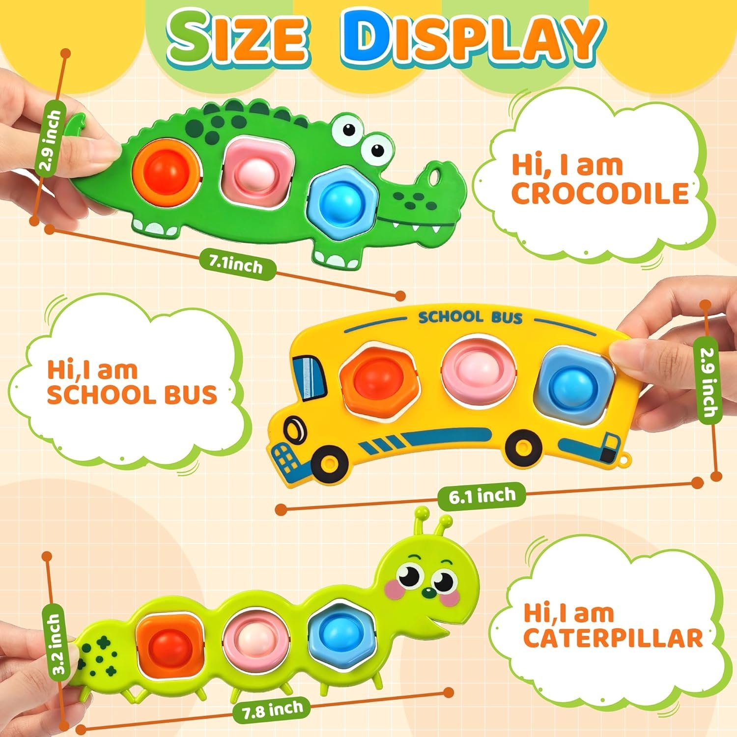 3PC Fidget Popper Sensory Toys Airplane Travel Activities for Toddlers Goodie Bags Pop It Fidget Toys for 12+ Month Babies 1 2 3 Year Old Girls Boys Valentine Gift Easter Basket Stuffer Gift - Image 5