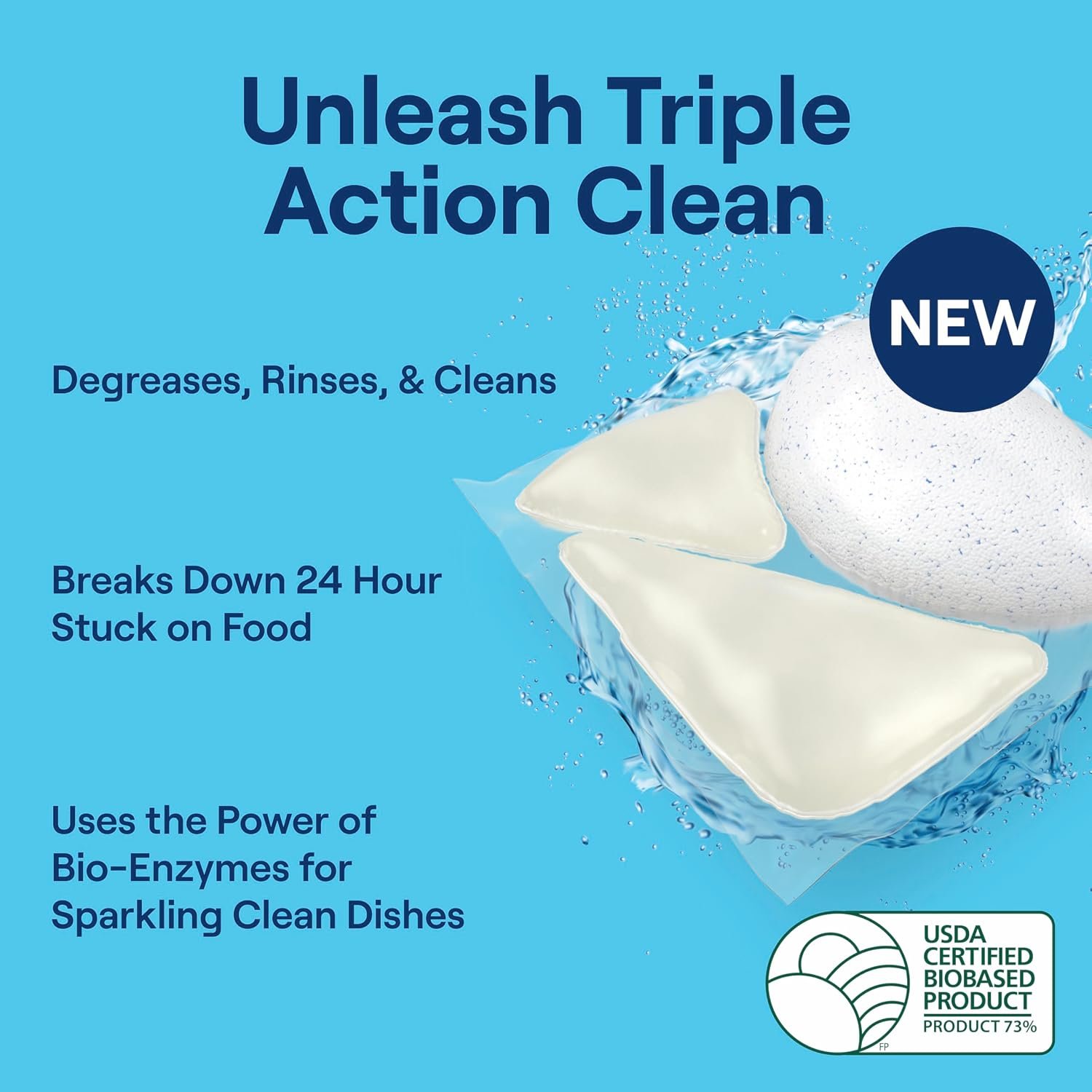 Seventh Generation Triple Action Clean Dishwasher Detergent Packs 1 pack Free & Clear For de-greasing and cleaning even the toughest food messes Fights 48-hr stuck-on food 8.9 oz - Image 8