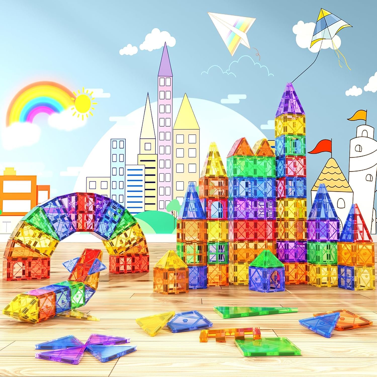Soyee 102PCS Magnetic Tiles Building Blocks Stem Toys for 3+ Year Old Boys Girls Montessori Toys Toddler Kids Gifts Parents Approved Sensory Toys - Image 7