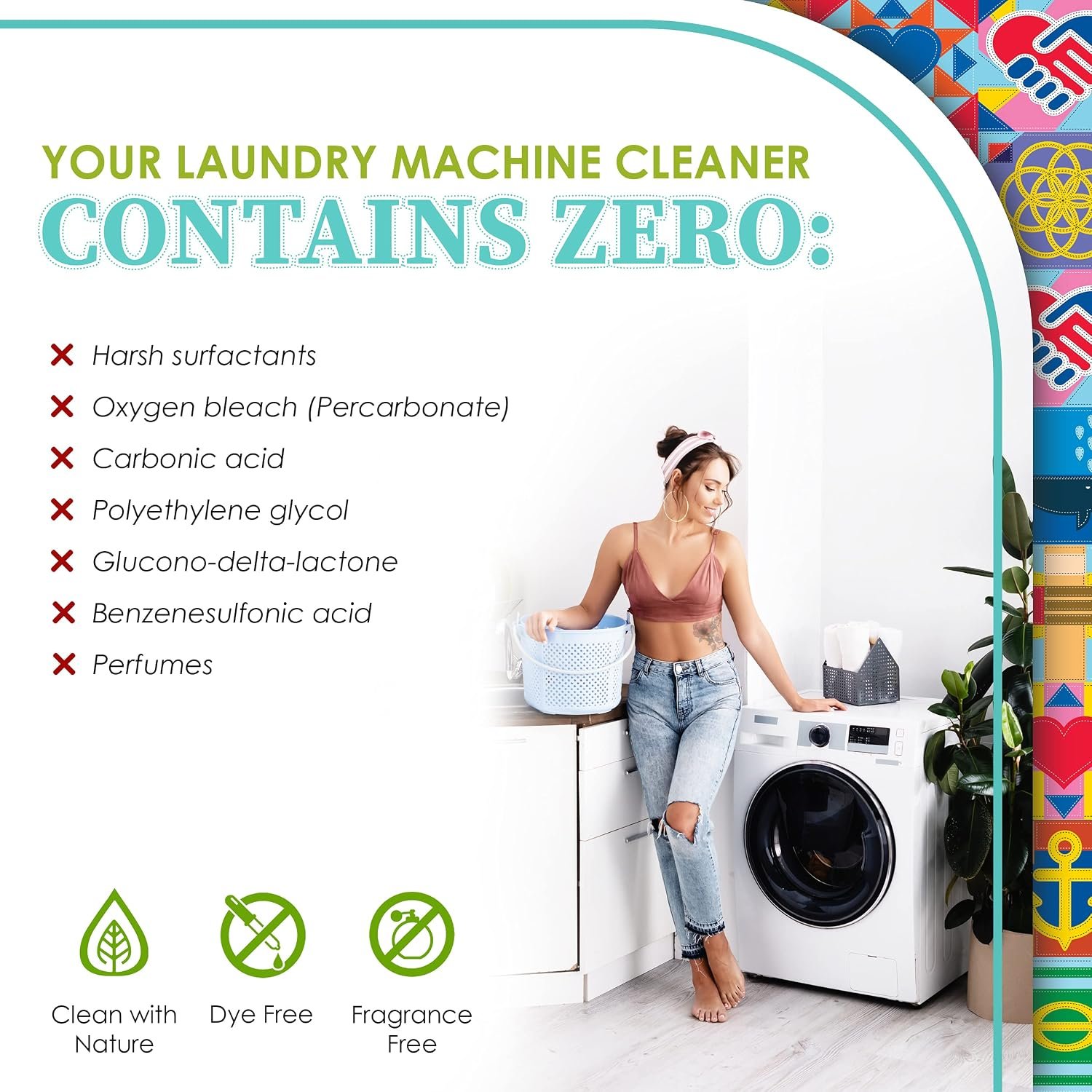 Truly Free Laundry Washing Machine Cleaner and Deodorizer | Top Load & Front Load Washer Cleaner for Grime, Mold, Odor Remover | Safe for HE Washing Machines & Septic Tanks, Non Toxic, Natural, Clean - Image 7