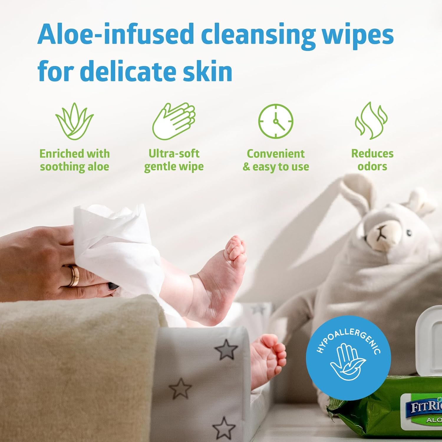 FitRight Aloe Fragrance-Free Quilted Wet Wipes, Soft Pack with Flip Top, 8 x 12 Inches, Pack of 48 Wipes - Image 4