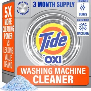 Washing Machine Cleaner by Tide, Washer Machine Cleaner with Oxi for Front and Top Loader Washer Machines, Deep Cleaning Odor Eliminator, 3 Month Supply