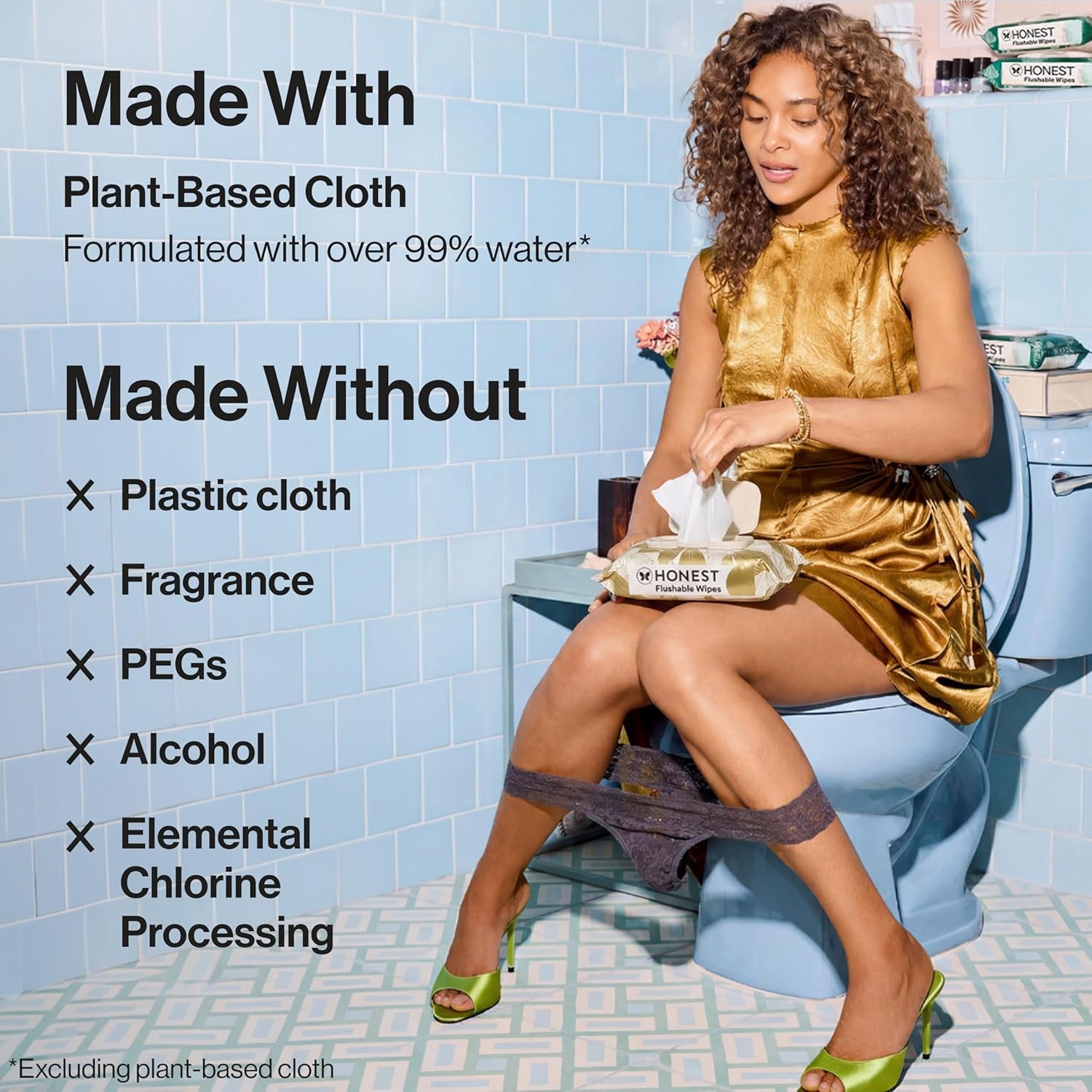 The Honest Company Flushable Wipes for Sensitive Skin, Hypoallergenic, Fragrance-Free, Gilded Wings Design, 126 Count - Image 8