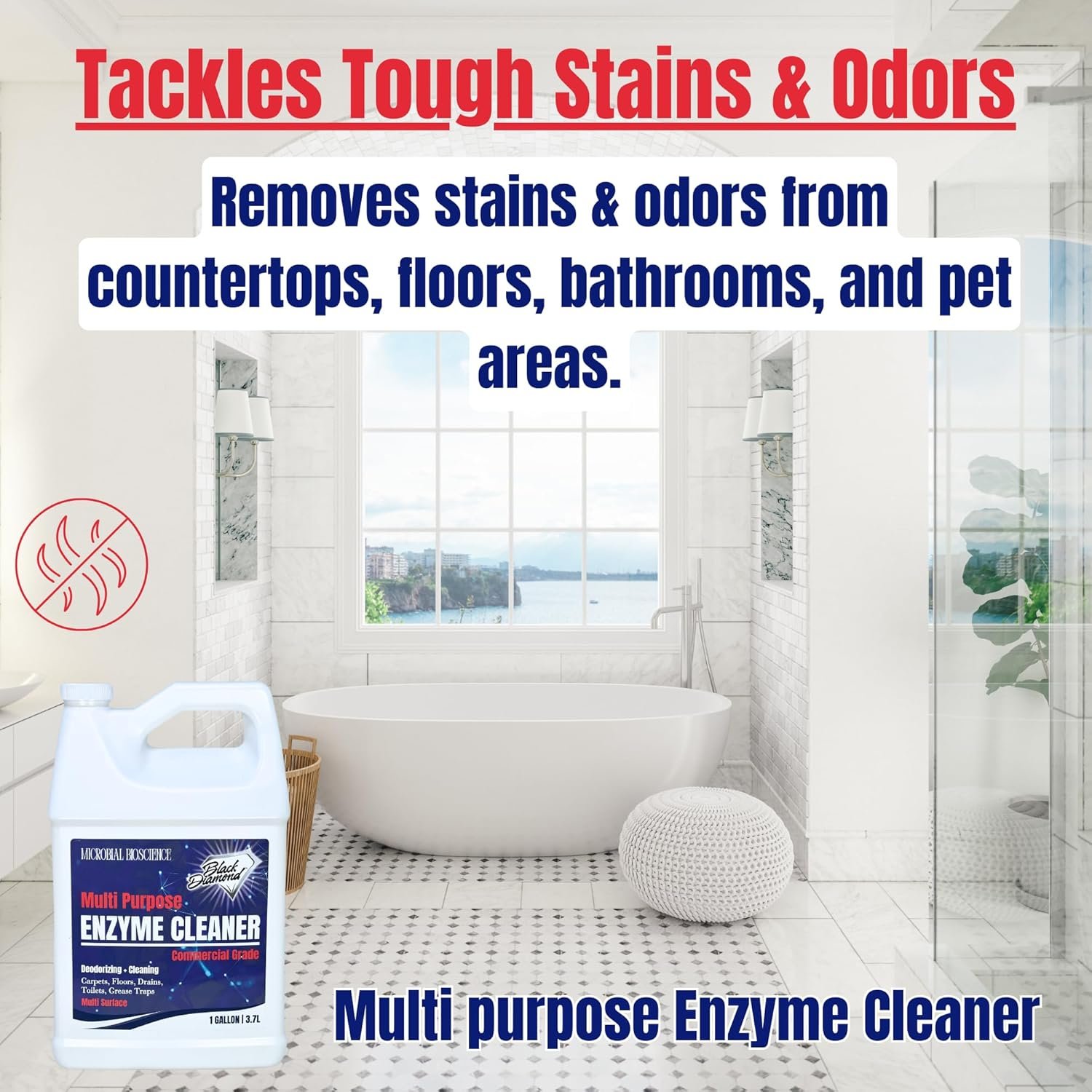 Commercial Multi-Purpose Enzyme Cleaner & Odor Eliminator | Pet & Human Urine, Stains & Odors | Carpet, Laundry, Bathroom, Drain & Trash Deodorizer | Dog, Cat, Organic Waste Remover (1 Gallon) - Image 3