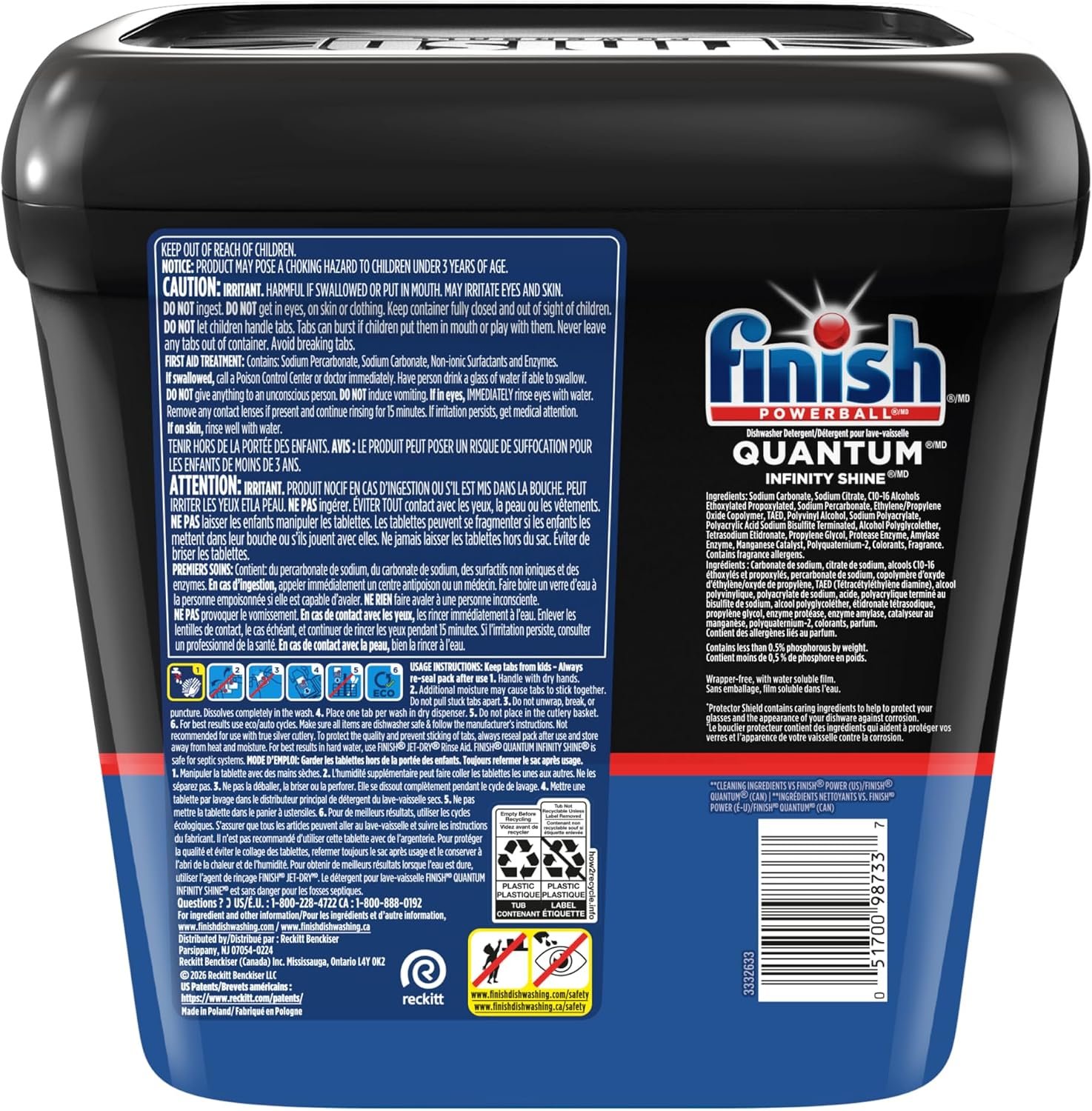 Finish Quantum Infinity Shine Dishwasher Pods, No Pre-Rinse Dishwasher Detergent Soap Removes 24HR Dried-On Stain and Grease, Leaving a Virtually Spotless Shine, 70 Count - Image 9