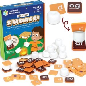 Learning Resources Let’s Spell S’mores – Montessori Toys, Kindergarten Learning Activities, Phonemic Awareness Flash Cards, Dyslexia Tools for Kids, Speech Therapy Materials, Learn to Read