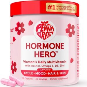 Peach Perfect Inositol Multivitamin – Myo-Inositol & D-Chiro 40:1 Blend, Omega-3, Vitamin D3, Magnesium, Zinc – Supports Women’s Health, Mood, Energy, Supplement – 30 SVG