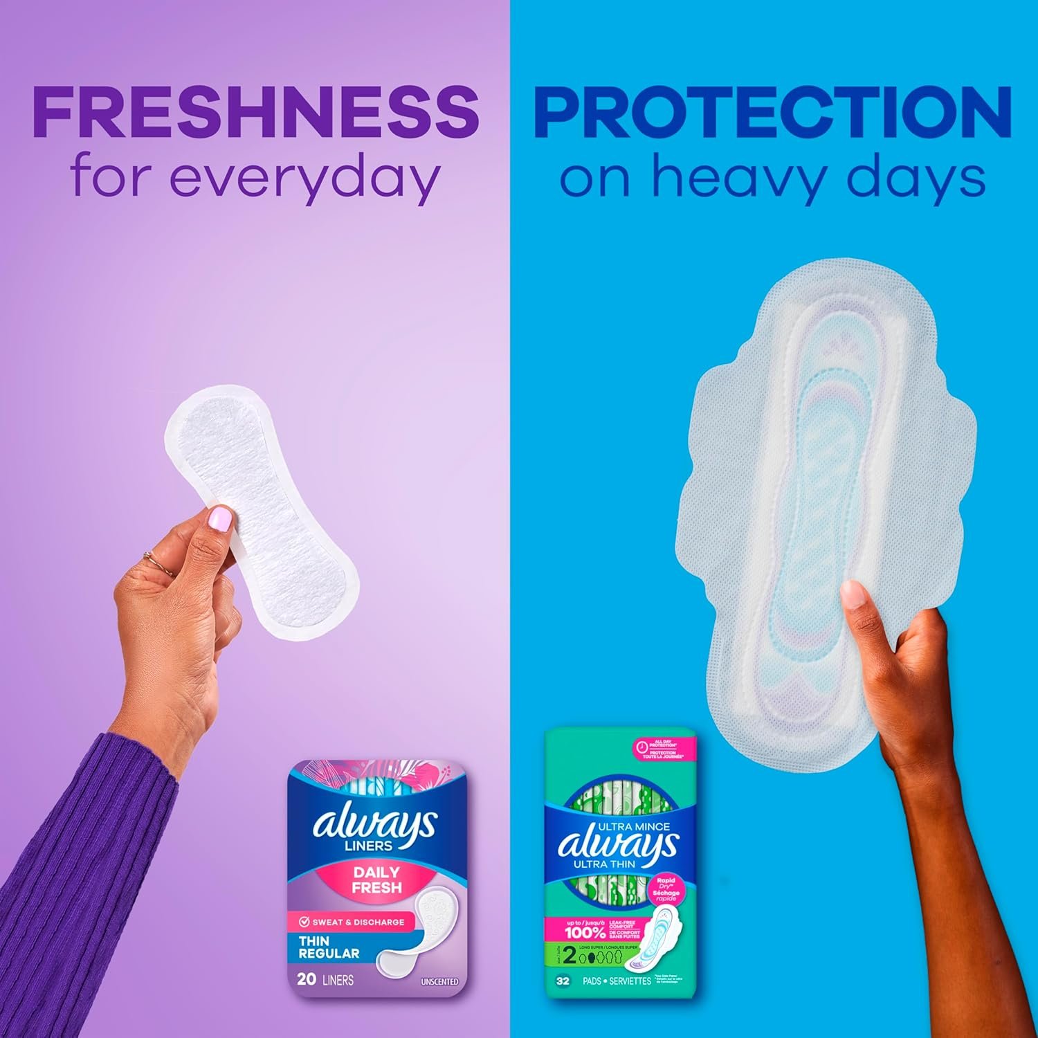Always Panty Liners for Women Thin No Feel Protection Daily Liners, Regular, Unscented, 162 Count - Image 6
