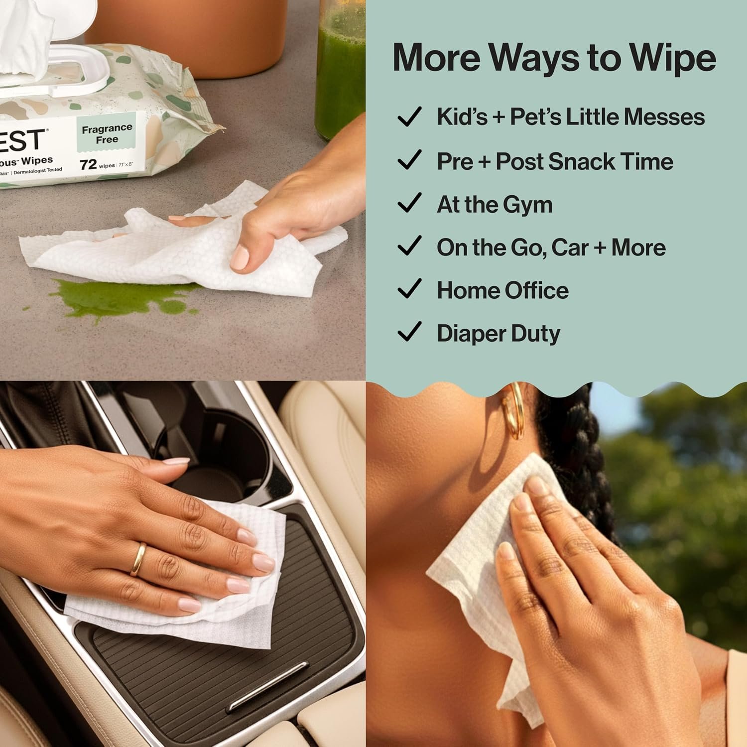 The Honest Company Baby Wipes for Sensitive Skin, Hypoallergenic, Fragrance-Free, Multi-Use, Pattern Play Design, 720 Count (10 Packs of 72) - Image 4