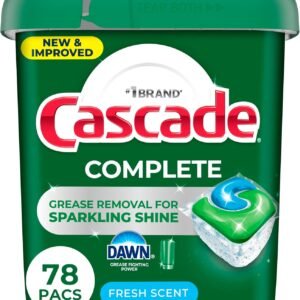 Cascade Complete Dishwasher Pods – Fresh Scent ActionPacs, Dishwasher Detergent, Dishwasher Soap, Detergent Pods, 78 Count