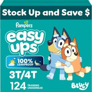 Pampers Training Pants – Easy Ups Boys & Girls Bluey – Size 3T-4T, 124 Count, Children’s Potty Underwear (Packaging May Vary)