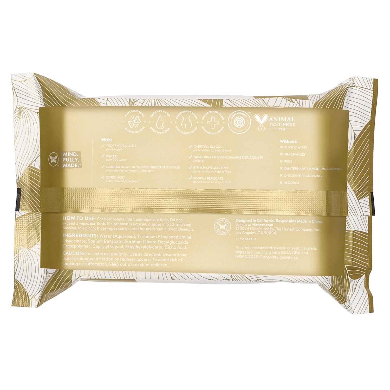 The Honest Company Flushable Wipes for Sensitive Skin, Hypoallergenic, Fragrance-Free, Gilded Wings Design, 126 Count - Image 11