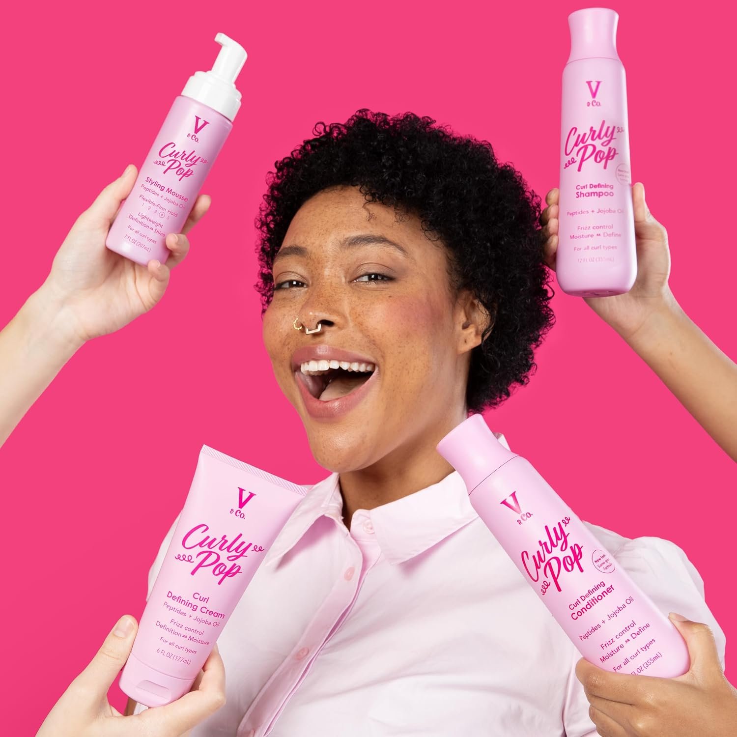 V&Co. Beauty Curly Pop Curl Defining Cream – Curl Cream for Curly Hair, Anti Frizz & Moisturizing Hair Care with Peptides & Jojoba Oil – Defines Curls, Enhances Elasticity & Adds Hydration – 6 oz - Image 9