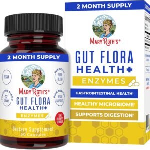 MARYRUTH’S Gut Flora Health+ Enzymes | Prebiotic & Probiotic Digestive Enzymes for Healthy Gut Biome & Digestive Support | Gastrointestinal Health | CLP Certified | 60 Capsules | 2 Month Supply