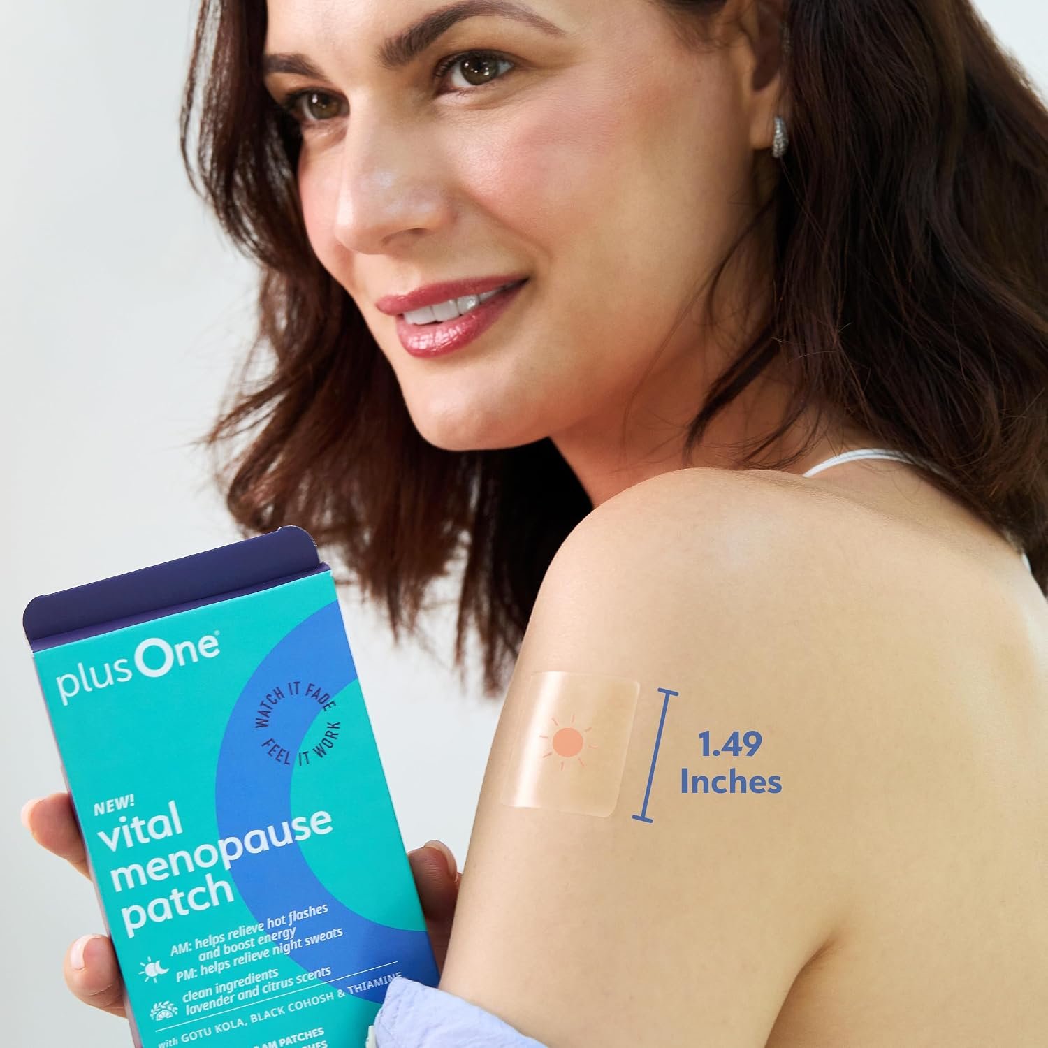 plusOne Vital Menopause Patches AM & PM – Hot Flash & Night Sweat Support – Promotes Energy & Sleep – Herbal Arjuna Daily Patches – 16ct | Herbal Arjuna Daily Patches, Promotes Energy & Sleep - Image 3