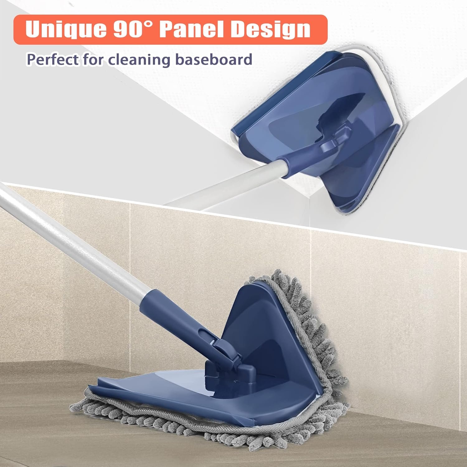 JEHONN Wall Cleaner Mop with Long Handle 82 Inches, 3-in-1 Ceiling Cleaning Tool Duster with 6 Replacement Microfiber Chenille Pads for Painted Walls, Window, Floor, Baseboard - Image 4