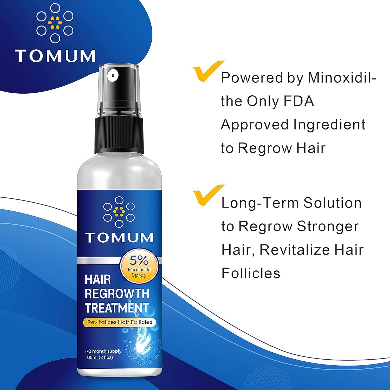 Minoxidil for Men and Women Hair Growth: 5% Minoxidil Topical Spray Hair Regrowth Treatment Stop Hair Thinning and Hair Loss For Stronger Thicker Longer Hair 60ml 2 Pack - Image 2
