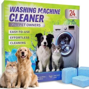 Washing Machine Cleaner Tablets – Deep Cleans & Descaler for Front Load and Top Load Washers, HE Compatible, 24 Pack Formulated for Pet Owners