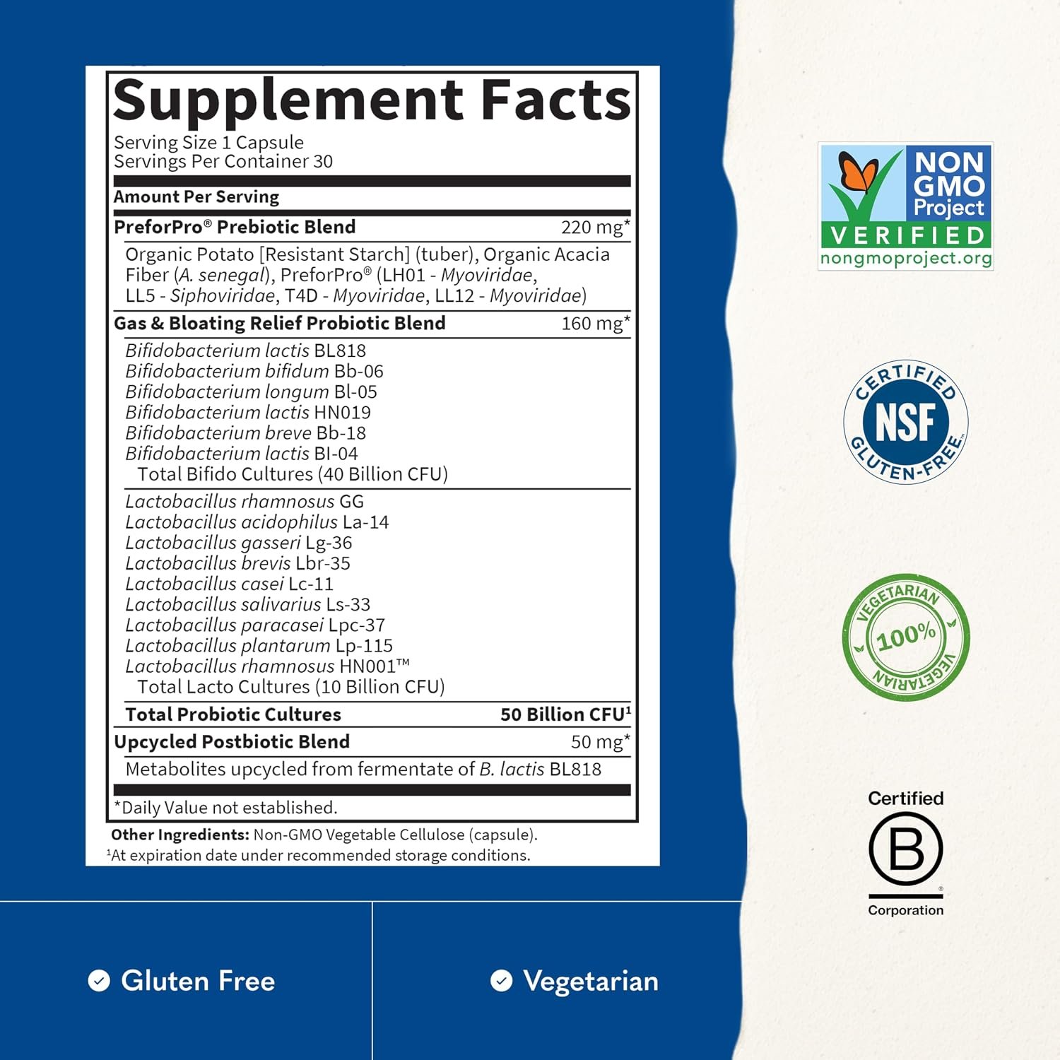 Garden of Life Dr. Formulated Pre, Post & Probiotics Gas & Bloating Once Daily 3-in-1 Complete Prebiotics, Postbiotics & Probiotics – 50 Billion CFU, Non-GMO, Gluten-Free, 30 Day Supply - Image 3
