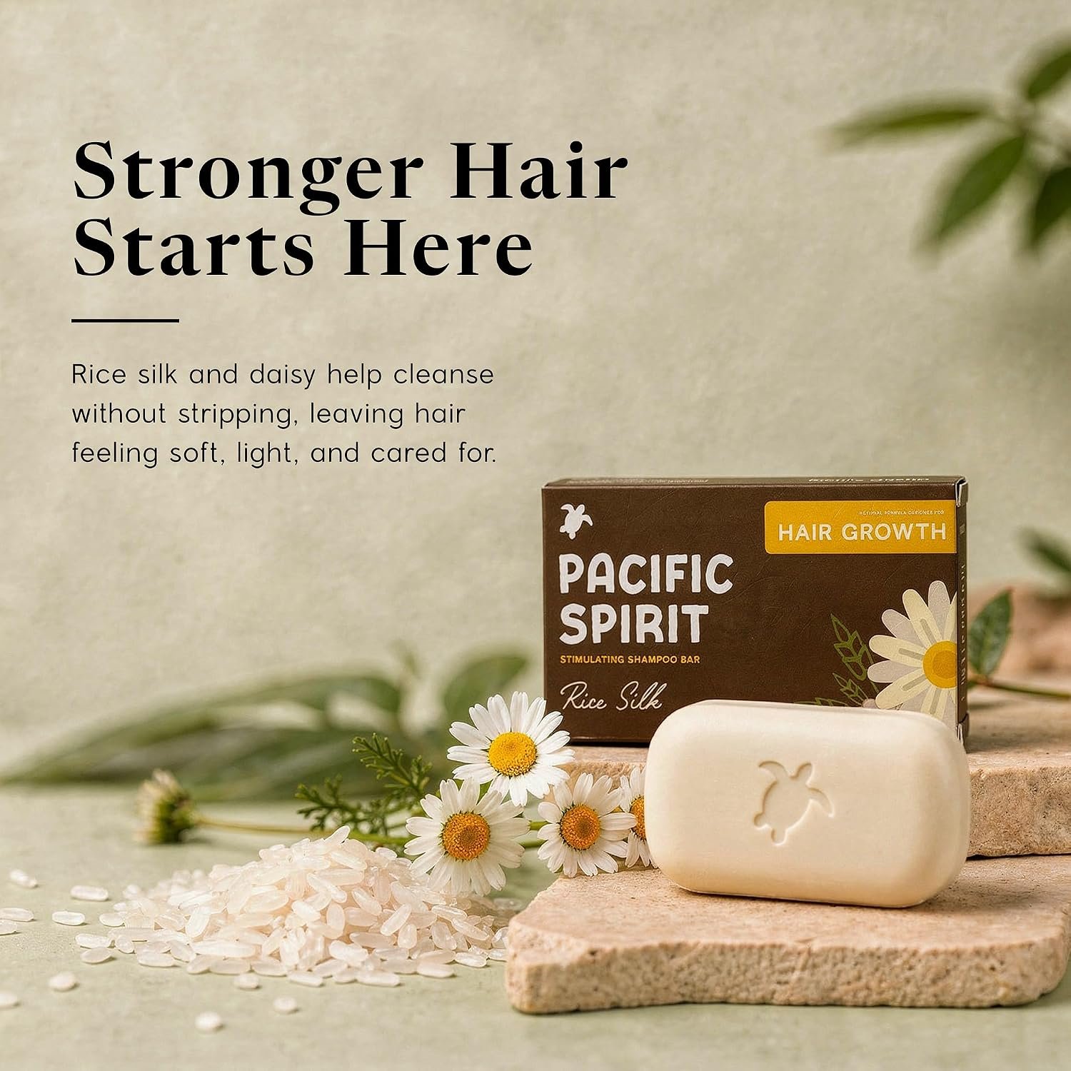 Rice Silk Rice Shampoo Bar for Hair Growth, Thinning Hair, Caffeine & Vitamin B5, 3.53 Oz - Image 3
