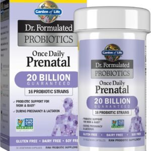 Garden of Life Dr. Formulated Probiotics Once Daily Prenatal – 20 Billion CFU – Dietary Supplement for Mom & Baby – Shelf Stable – 30 Vegetarian Capsules