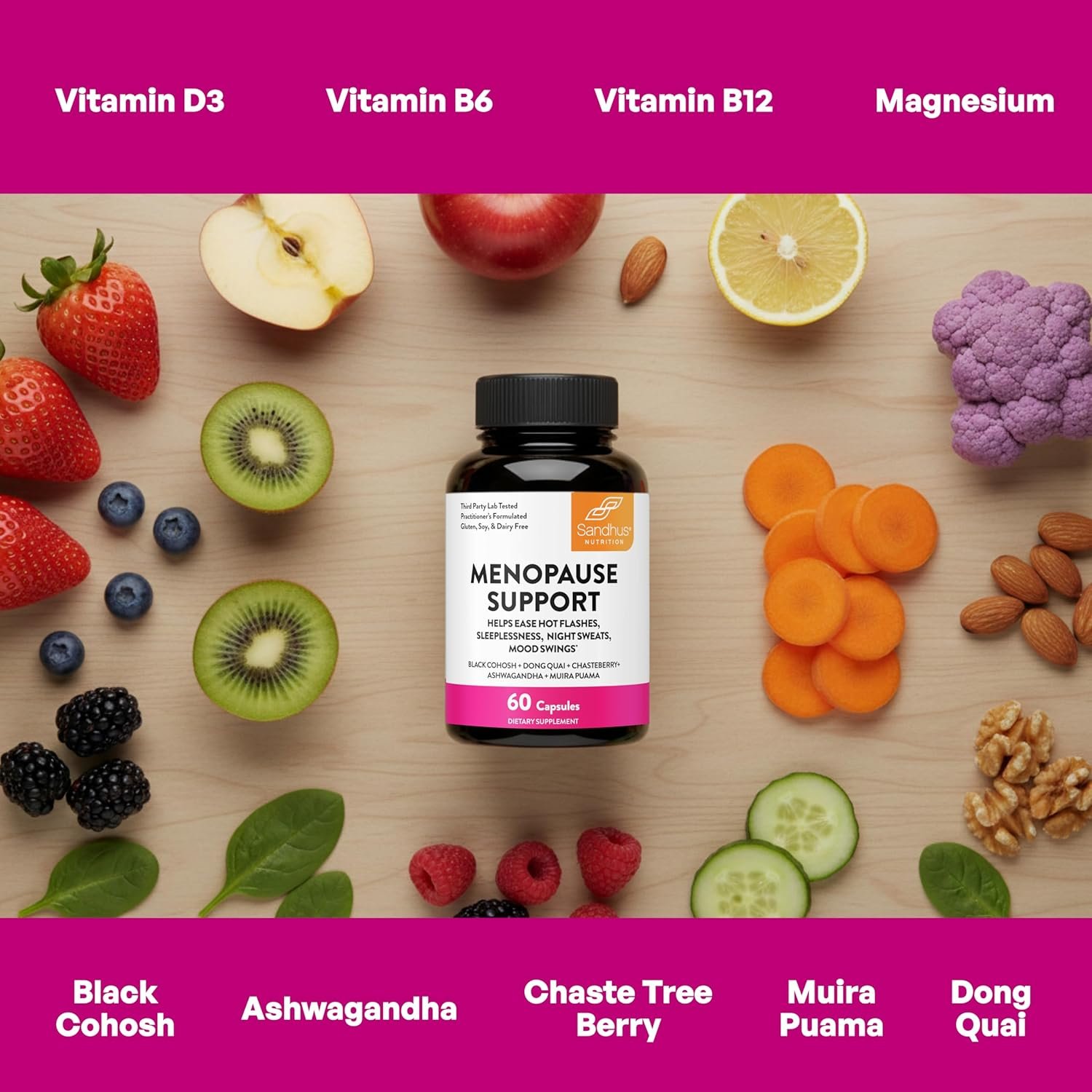 Complete Menopause Support Supplement For Women | With Ashwagandha, Black Cohosh, Dong Quai & Muira Puama | Helps Easing Hot Flashes Night Sweats Mood Swings Hormone Balance & Harmony | 120 Capsules - Image 5