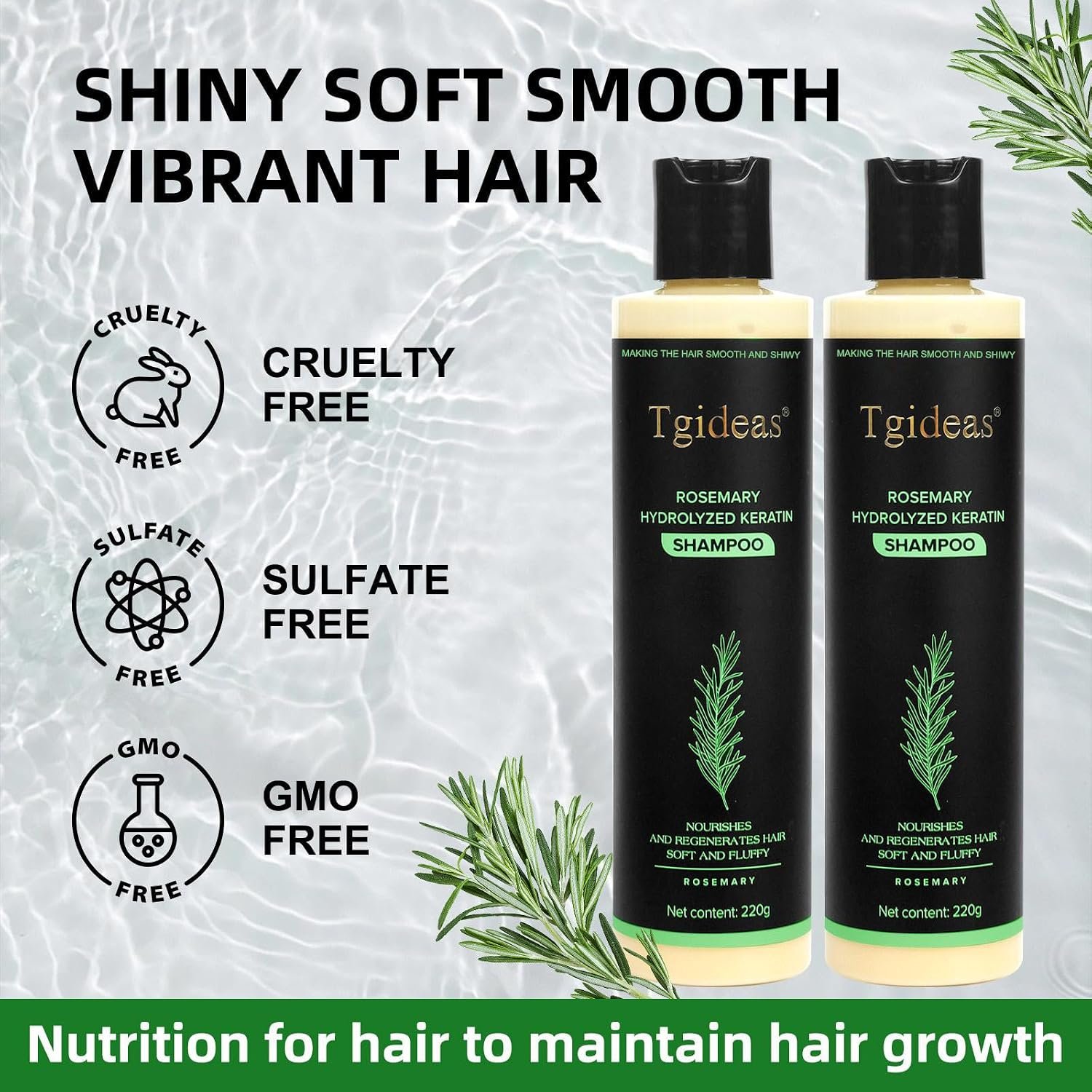 Tgideas Rosemary & Biotin Shampoo for Thinning Hair, Volumizing Shampoo for Fuller, Thicker Hair, Strengthening & Nourishing Formula with Root Lift, Gentle Daily Care for Women & Men (7.4 fl oz) - Image 6