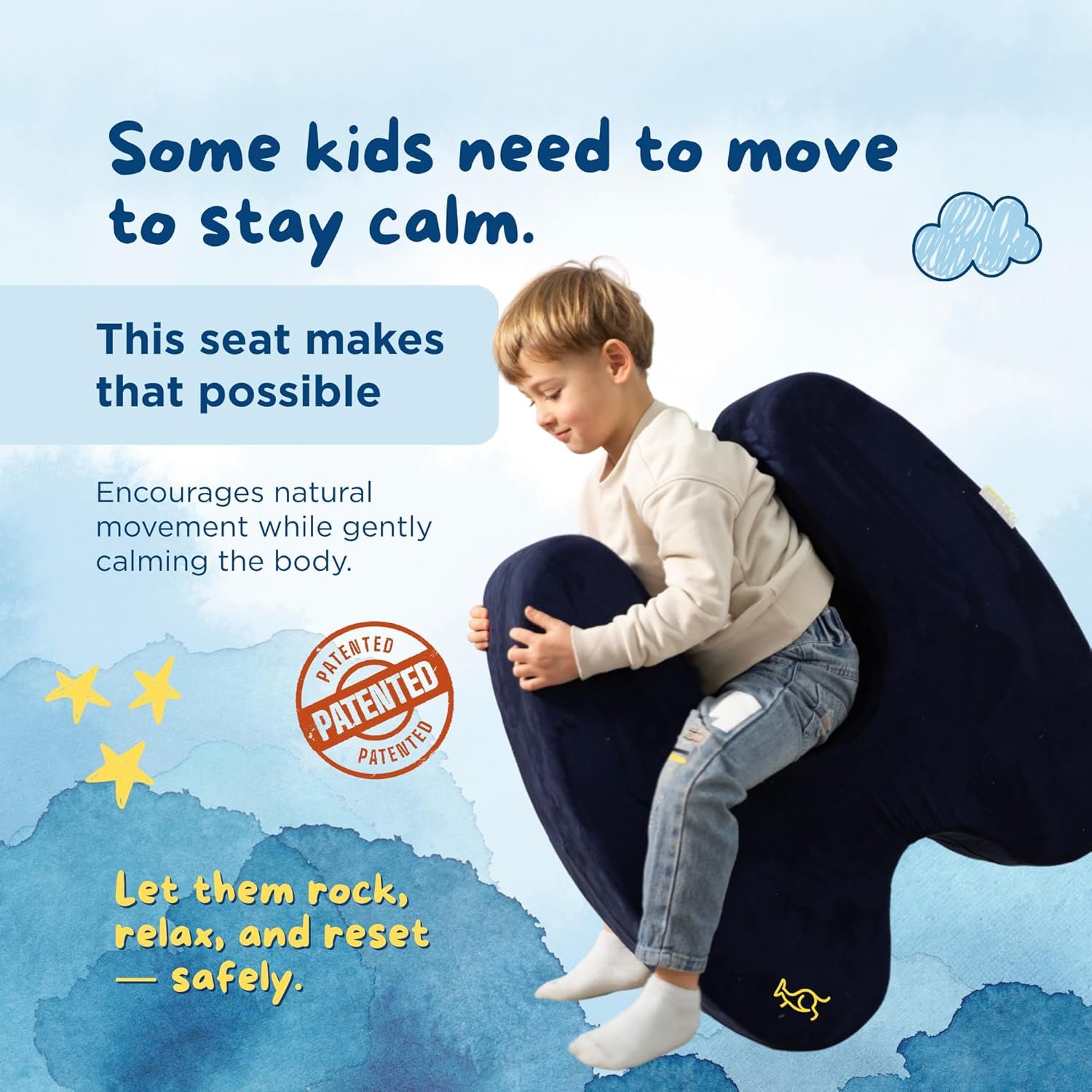 TED KANGAROO Sensory Soft Squeeze Seat – Calming Compression Chair for Kids with Sensory Needs, Washable Cover, Rocking Design - Image 2