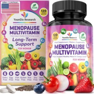 Menopause Supplement – 120 Vegan Caplets – Menopause & Perimenopause Relief Support – Food and Dietary Vitamins – Multivitamin for Women