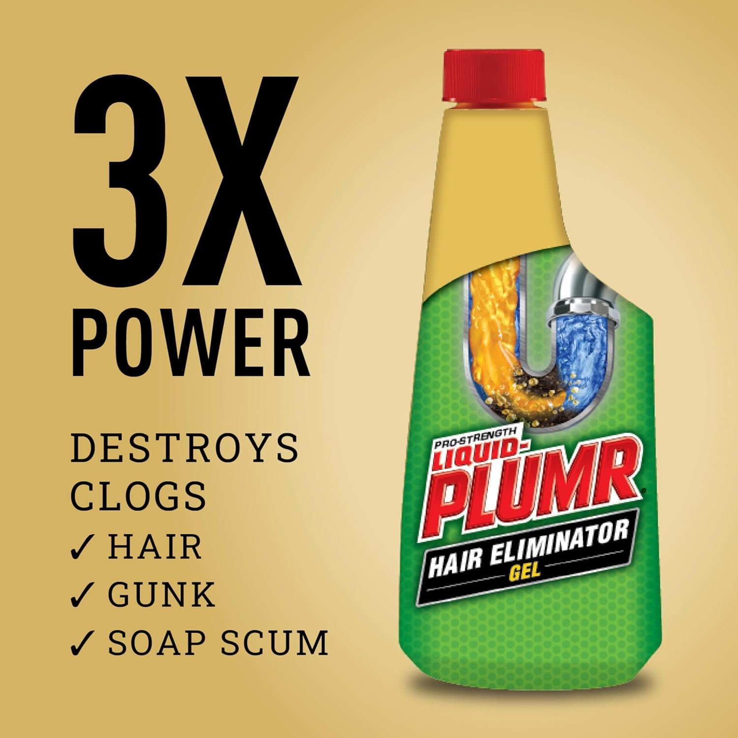 Liquid-Plumr Pro-Strength Hair Eliminator Gel Clog Remover, Hair Clog Remover and Drain Opener, Safe for All Septic Systems and Pipes, 16 fl. oz. Bottle - Image 2