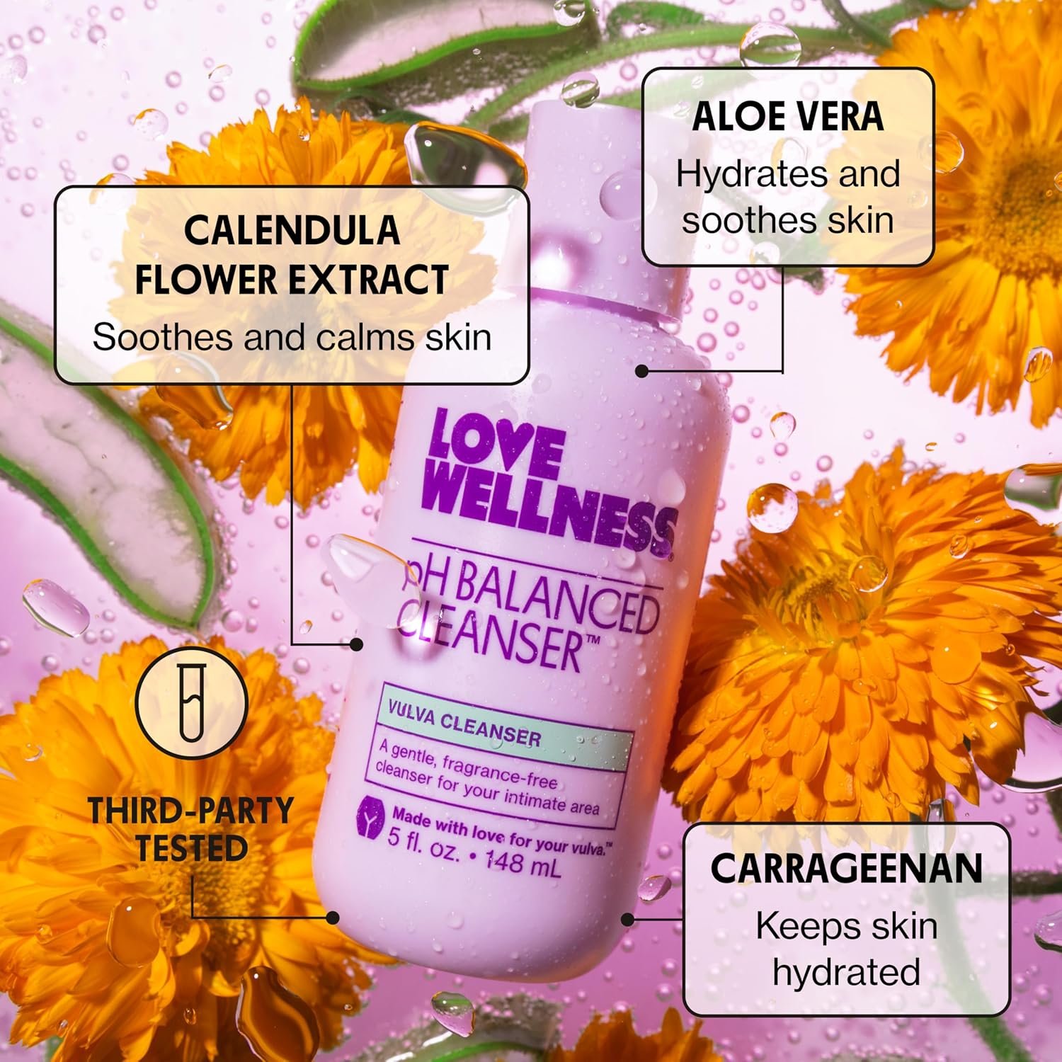 Love Wellness pH Balanced Cleanser | Feminine Vaginal Wash | Fragrance-Free | Vaginal Cleanser for Balanced pH, Intimate Health & Hygiene | Non-Irritating with Aloe Vera for Sensitive Skin | 5 Fl Oz - Image 2