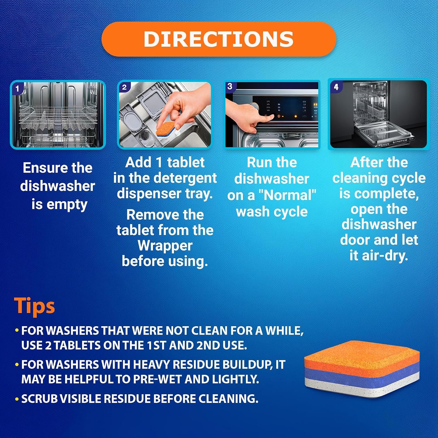 Dishwasher Cleaner Deodorizer Descaler Tablets - 28 Tabs - 1 Plus Year Supply - Extra Scented Deep Cleaning Sanitizer Pods - Remove Hard Water - Contain Citric Acid Heavy Duty Septic Safe - Citrus - Image 6