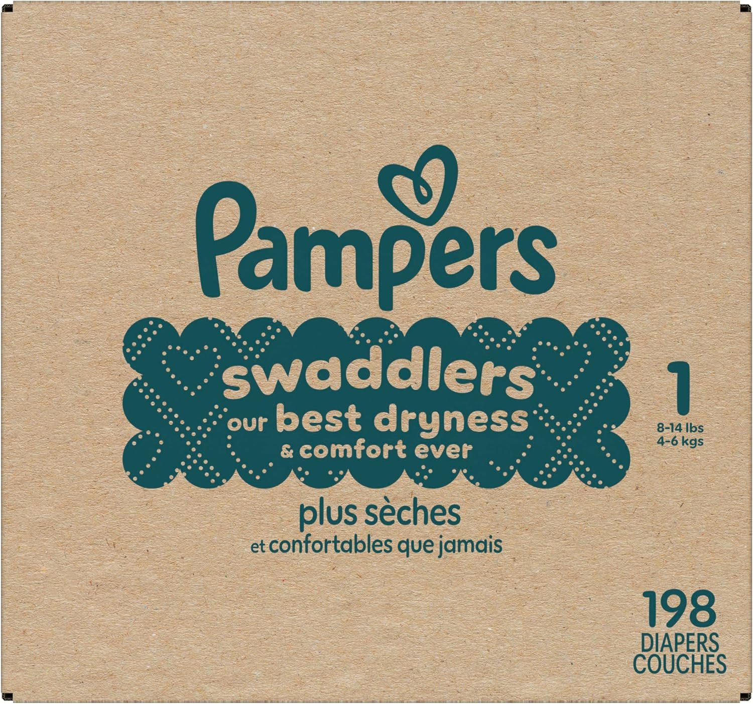 Pampers Swaddlers Diapers, Size 1 (8-14 lbs), 198 Count, Hypoallergenic, Absorbent, Keeps Baby Dry and Comfortable, Skin Safe Disposable Newborn Baby Diaper - Image 16