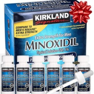 Minoxidil Liquid Extra Strength Hair Regrowth Treatment for Men, 5% Topical Solution, 6 Months Supply – Dropper Applicator and Bonus Free Instructional Guide Included