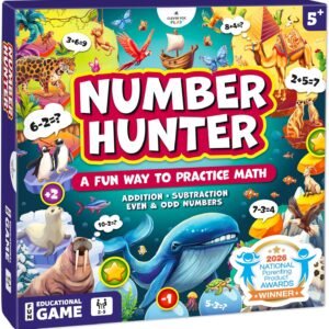 Clever Fox Play Number Hunter Math Board Game – Addition & Subtraction Math Game for Kids 5-7 Year Old – Fun Educational STEM Toy for 5+ Year Old, Kindergarten, 1st-3rd Grade, Homeschool & Family