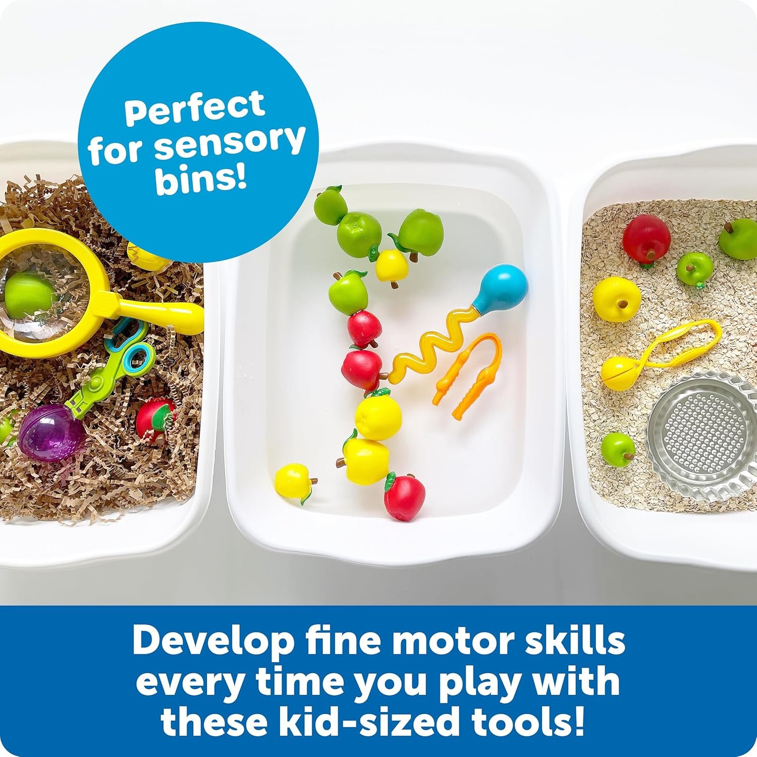 Learning Resources Helping Hands Fine Motor Tool Set Toy - Sensory Bin Sand Toys, Montessori, Plastic Tweezers, Therapy Games For Toddler, Homeschool Preschool Supplies - Image 3