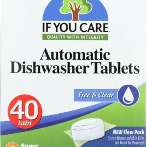 If You Care Dishwasher Tablets 40 Count – Powerful, Plant Based, Concentrated, Biodegradable, Natural Dish Cleaner Detergent, Dishwashing Soap Tabs
