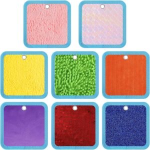 Boao 8 Set Mini Sensory Mats Assorted Textured Play Mats Sensory Floor Tiles Educational Tactile Toys for Activity(4 Inch,Square)