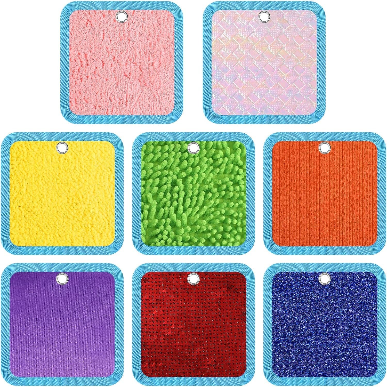 Boao 8 Set Mini Sensory Mats Assorted Textured Play Mats Sensory Floor Tiles Educational Tactile Toys for Activity(4 Inch,Square)