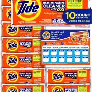 Washing Machine Cleaner by Tide, Washer Machine Cleaner with Oxi for Front and Top Loader Washer Machines, Deep Cleaning Residue & Odor Eliminator, 10 Month Supply + Calendar