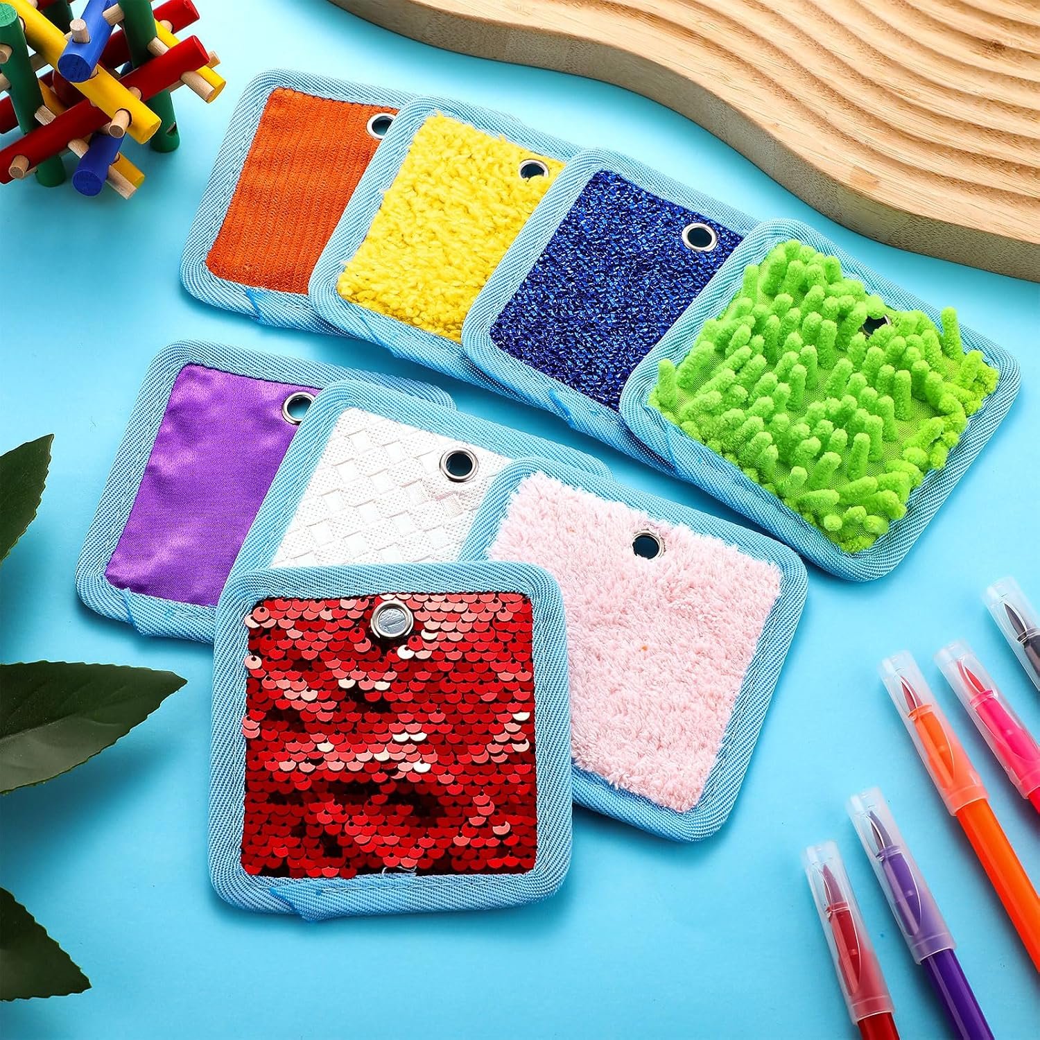 Boao 8 Set Mini Sensory Mats Assorted Textured Play Mats Sensory Floor Tiles Educational Tactile Toys for Activity(4 Inch,Square) - Image 7