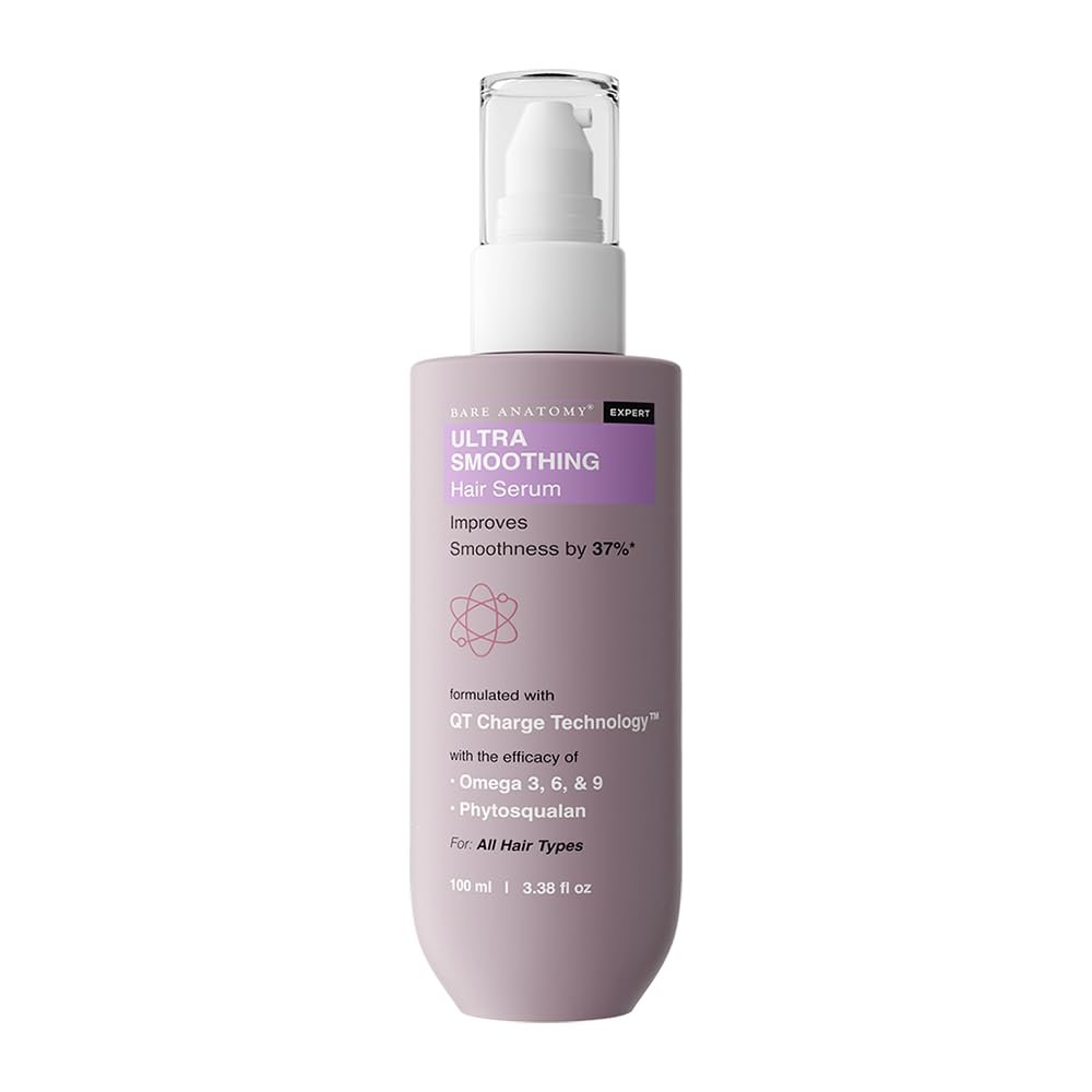 Bare Anatomy Ultra Smoothing Hair Serum Powered By Carbohydrate Complex & Niacinamide | Serum for Smooth & Shiny Hair | For Dry & Frizzy Hair | Women & Men | 100 ml