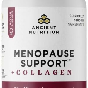 Ancient Nutrition Menopause Support + Collagen Supplement, Hydrolyzed Collagen Peptides, Key Clinically Validated Superfoods, Significant Improvement in Hot Flashes and Sleep Quality, 60 Capsules