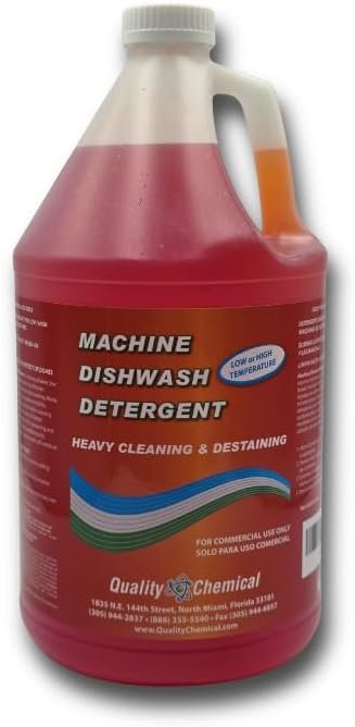 Quality Chemical Heavy Duty Liquid Alkaline Commercial Dishwasher Detergent - Industrial-Grade Formula Dissolves Food Stains, Grease, Grime and Residue - No Pre-Rinse Needed - Ready-to-Use 128oz