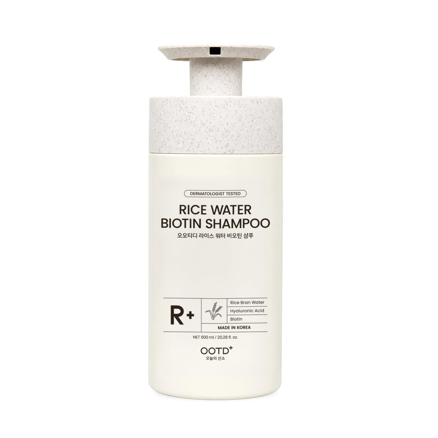 #OOTD Rice Water Biotin Shampoo for Hair Thickening & Volumizing - Sulfate Free Korean Hair Care with Hyaluronic Acid - Deep Hydration & Repair for Dry Damaged Hair, Sensitive Scalp, 20.29 Fl Oz