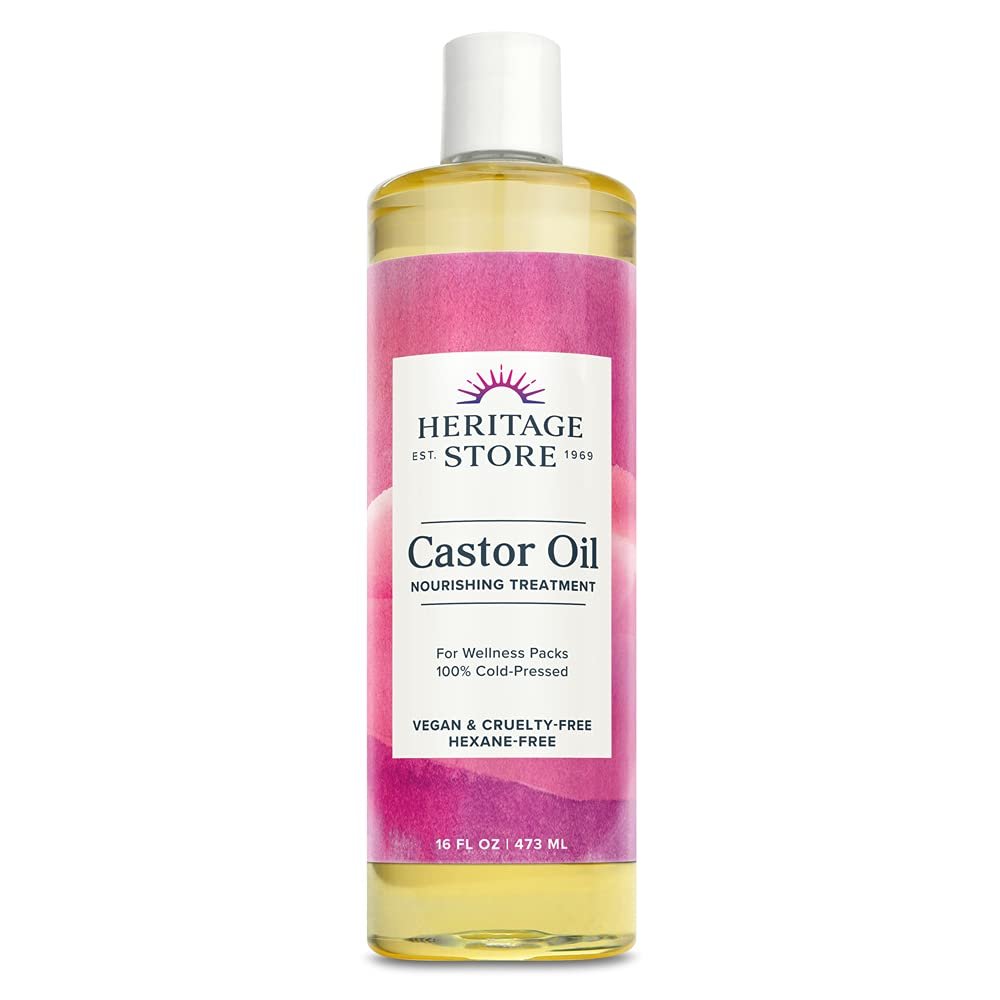 HERITAGE STORE Castor Oil Nourishing Hair Treatment - Deep Hydration for Healthy Hair Care, Skin Care, Lashes and Brows, Castor Oil Packs - Cold Pressed, Hexane Free, Vegan, 60-Day Guarantee, 16oz