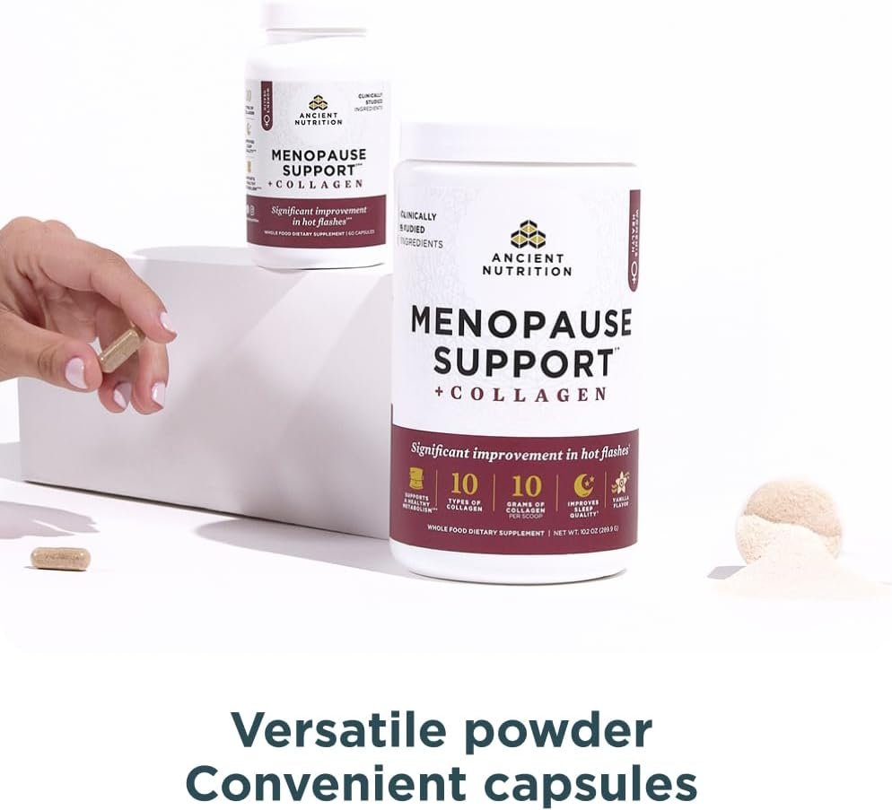 Ancient Nutrition Menopause Support + Collagen Supplement, Hydrolyzed Collagen Peptides, Key Clinically Validated Superfoods, Significant Improvement in Hot Flashes and Sleep Quality, 60 Capsules - Image 5